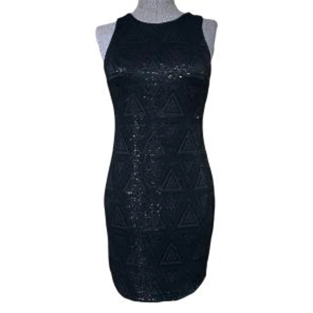 Guess Black Geometric Mini Dress